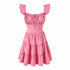 Vintage Square Collar Flying Sleeve Pink Dress Summer Elegant Beautiful Waist Tight Dress by Ragazza
