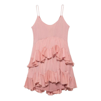 Women Clothing Summer Laminated Decoration Short Strap Dress Women by Ragazza