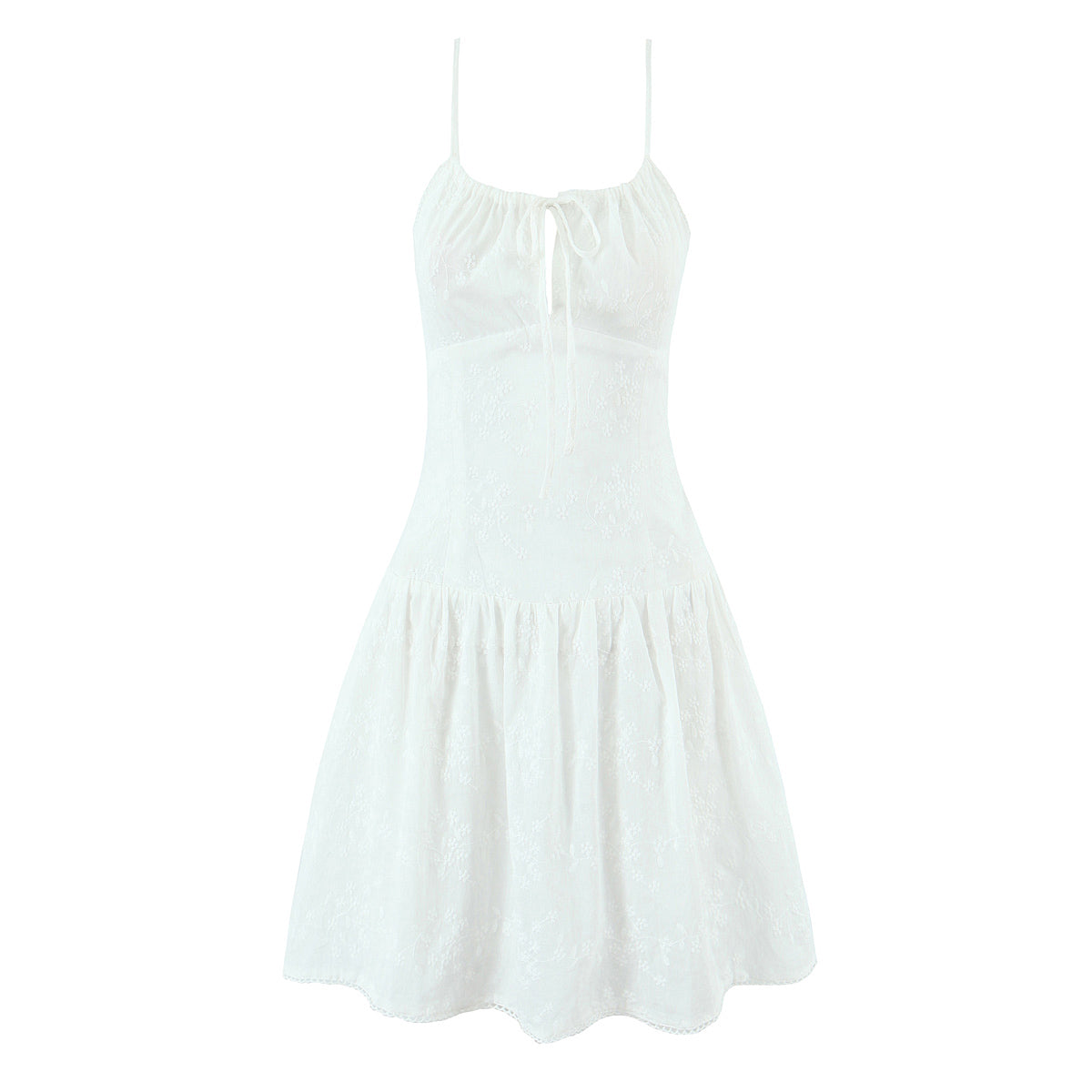 French Retro Square Collar Sexy Embroidery Suspender Sexy Stitching Lace Dress by Ragazza