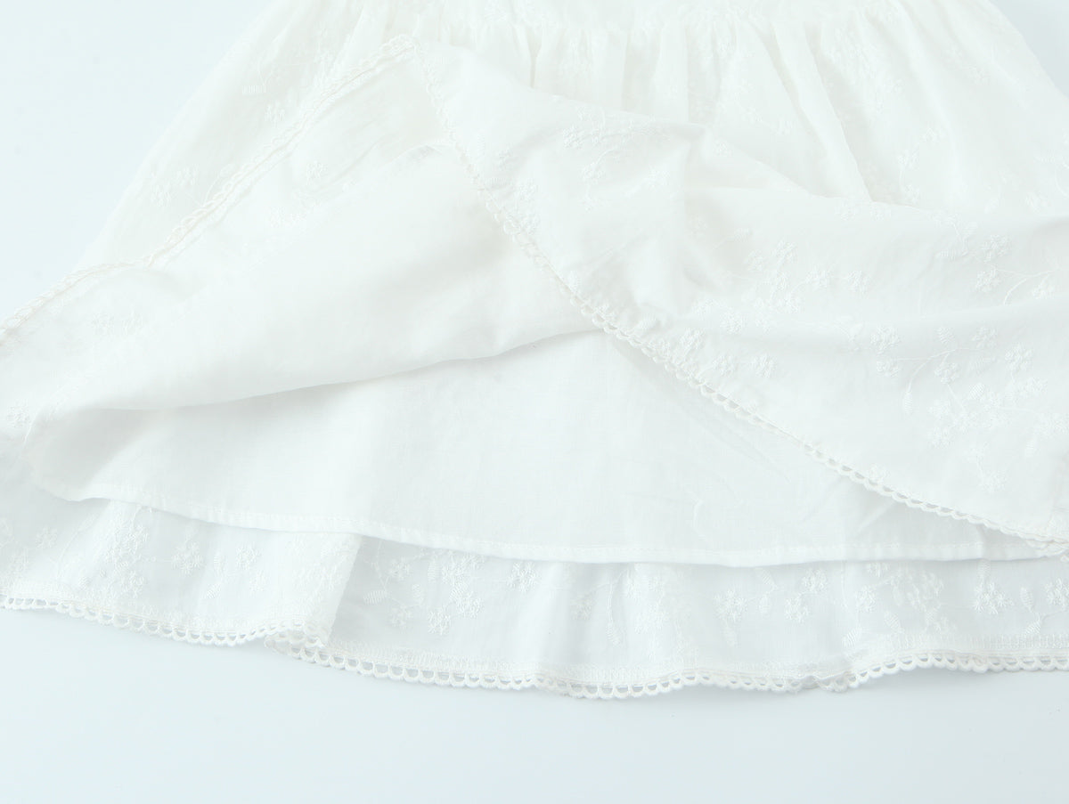French Retro Square Collar Sexy Embroidery Suspender Sexy Stitching Lace Dress by Ragazza