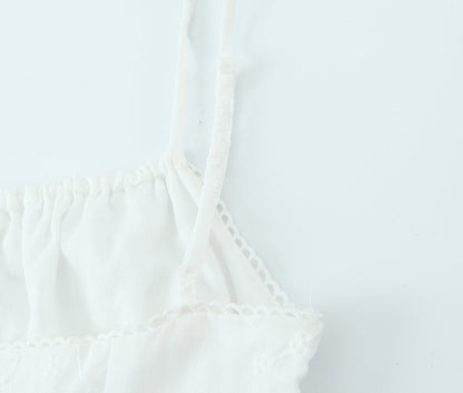 French Retro Square Collar Sexy Embroidery Suspender Sexy Stitching Lace Dress by Ragazza