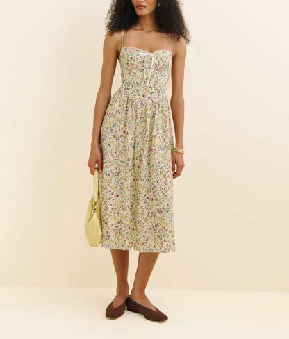 Women Sexy Backless Hip Women Bow Floral Strap Dress by Ragazza