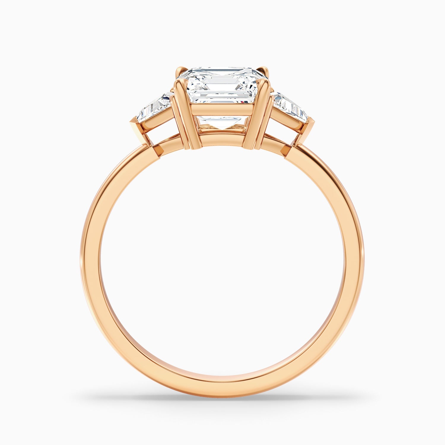 Kora 2 Carat Three Stone Asscher With Trillion Side Stones Moissanite Diamond Ring in 925 Sterling Silver