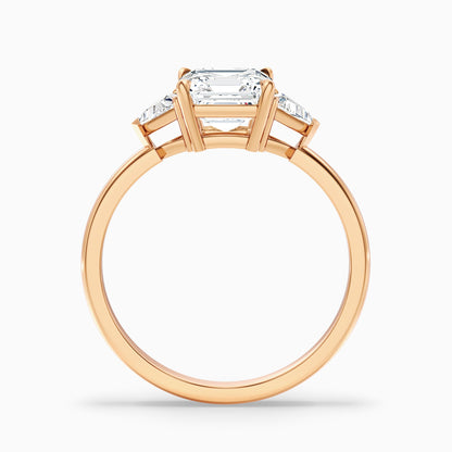Gigi 1 Carat Three Stone Asscher With Triangle Side Stones Lab Grown Diamond Ring in 925 Sterling Silver