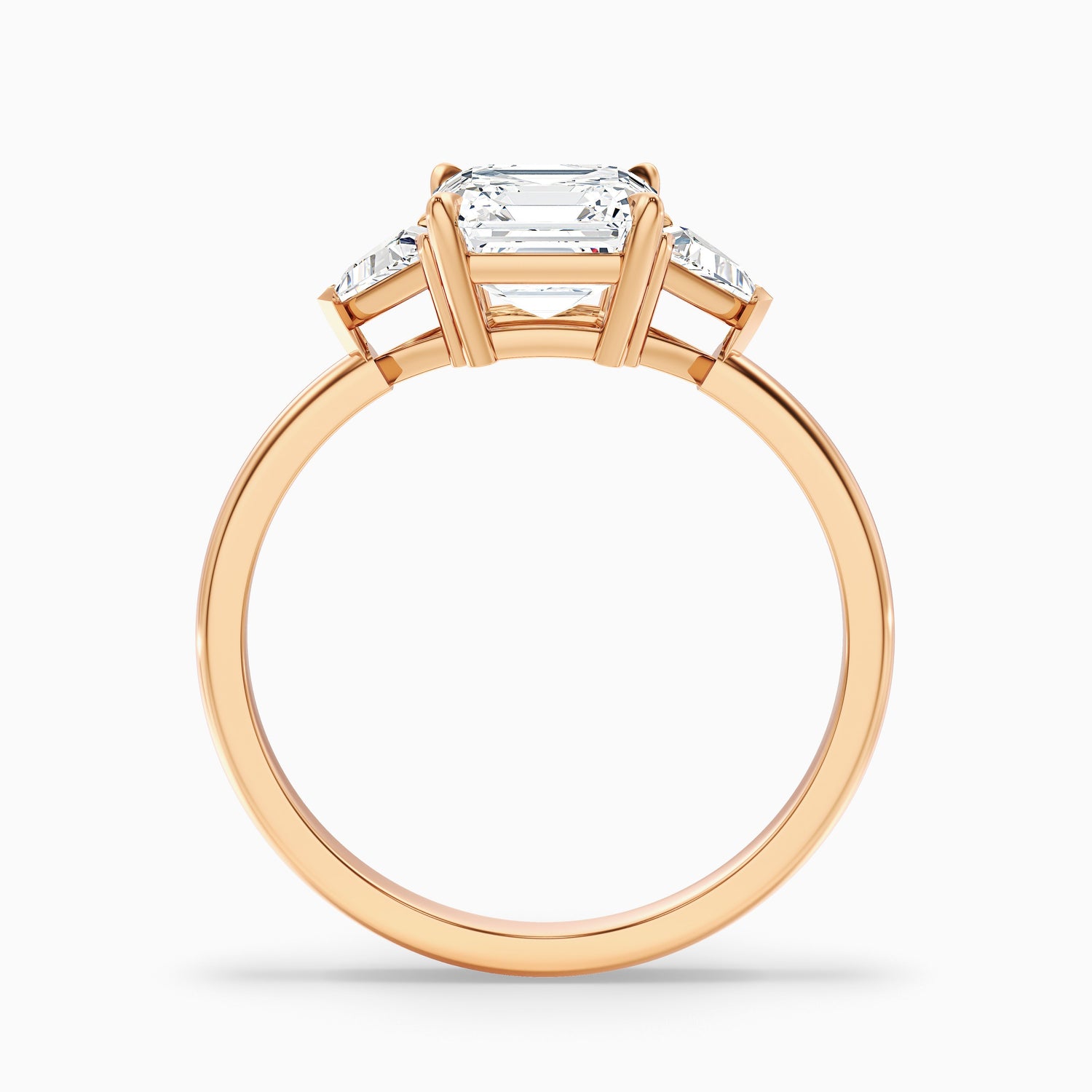 Gigi 2 Carat Three Stone Asscher With Triangle Side Stones Lab Grown Diamond Ring in Platinum