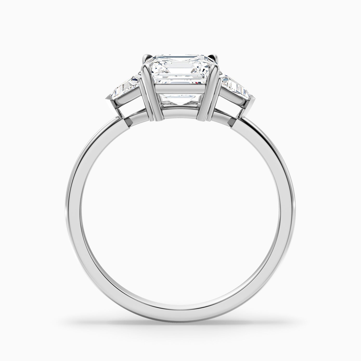 Kora 4.5 Carat Three Stone Asscher With Trillion Side Stones Moissanite Diamond Ring in 14k Rose Gold
