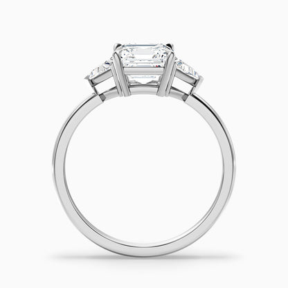 Gigi 1 Carat Three Stone Asscher With Triangle Side Stones Lab Grown Diamond Ring in Platinum