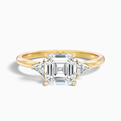 Gigi 1.5 Carat Three Stone Asscher With Triangle Side Stones Lab Grown Diamond Ring in 14k White Gold