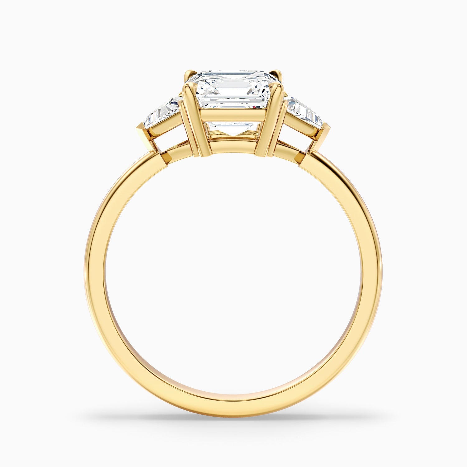 Gigi 2.5 Carat Three Stone Asscher With Triangle Side Stones Lab Grown Diamond Ring in 14k Rose Gold