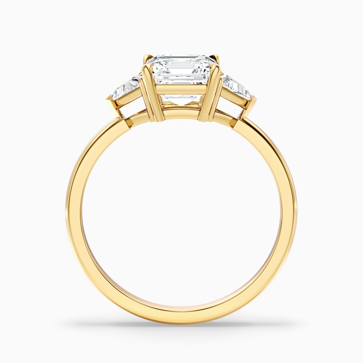 Kora 3 Carat Three Stone Asscher With Trillion Side Stones Moissanite Diamond Ring in 925 Sterling Silver