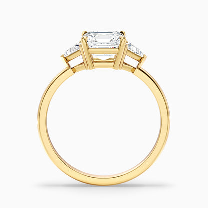 Gigi 5 Carat Three Stone Asscher With Triangle Side Stones Lab Grown Diamond Ring in 925 Sterling Silver