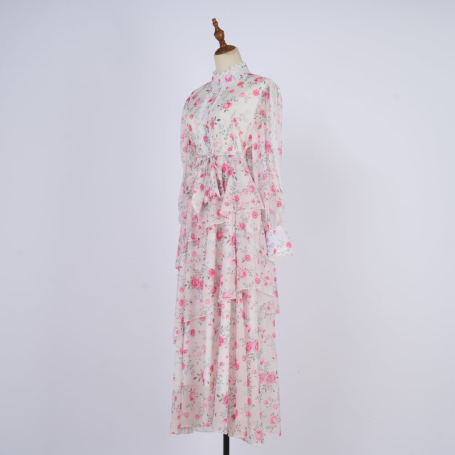 Women Spring And Autumn Long Sleeve Printed Buttons Of The Belt Dress by Ragazza