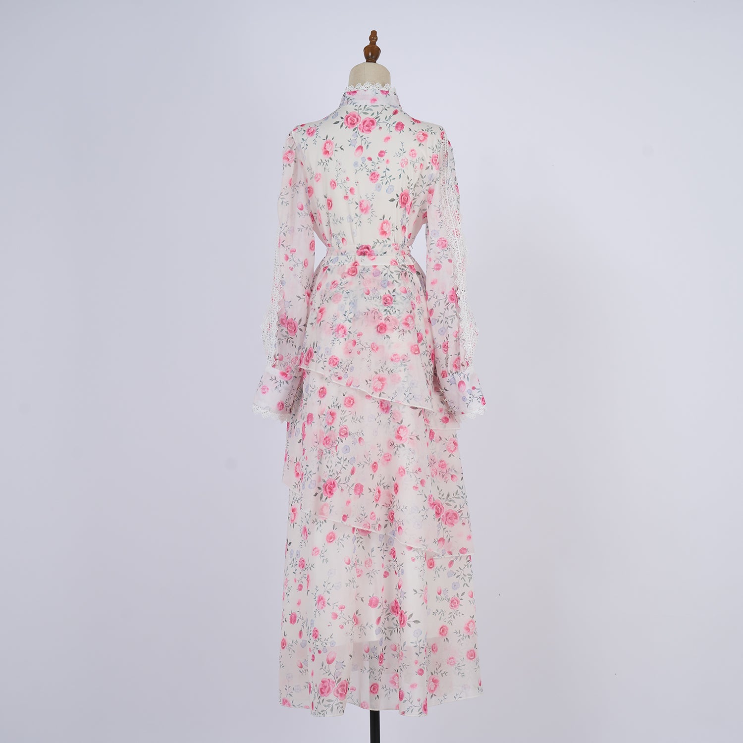 Women Spring And Autumn Long Sleeve Printed Buttons Of The Belt Dress by Ragazza