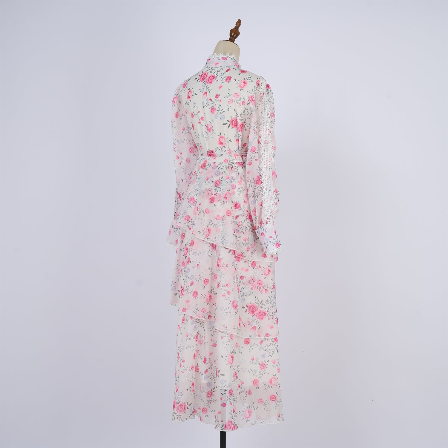 Women Spring And Autumn Long Sleeve Printed Buttons Of The Belt Dress by Ragazza