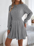 Fall Winter Solid Color Twist Fitted Waist Lantern Long Sleeve Sweater Dress A line Women Clothing by Ragazza