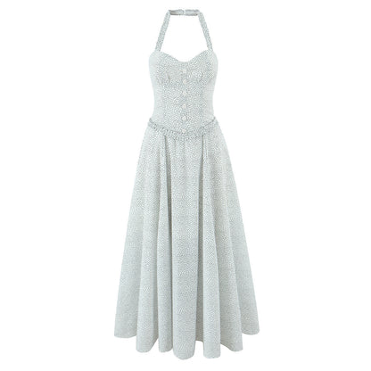 Sleeveless Backless Hip Dress Women Dot Sexy Halter Slim Fit Jumpsuit by Ragazza