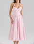 Romantic Sweet Pink Floral Sexy Slimming Beam Waist Backless Halter Dress by Ragazza