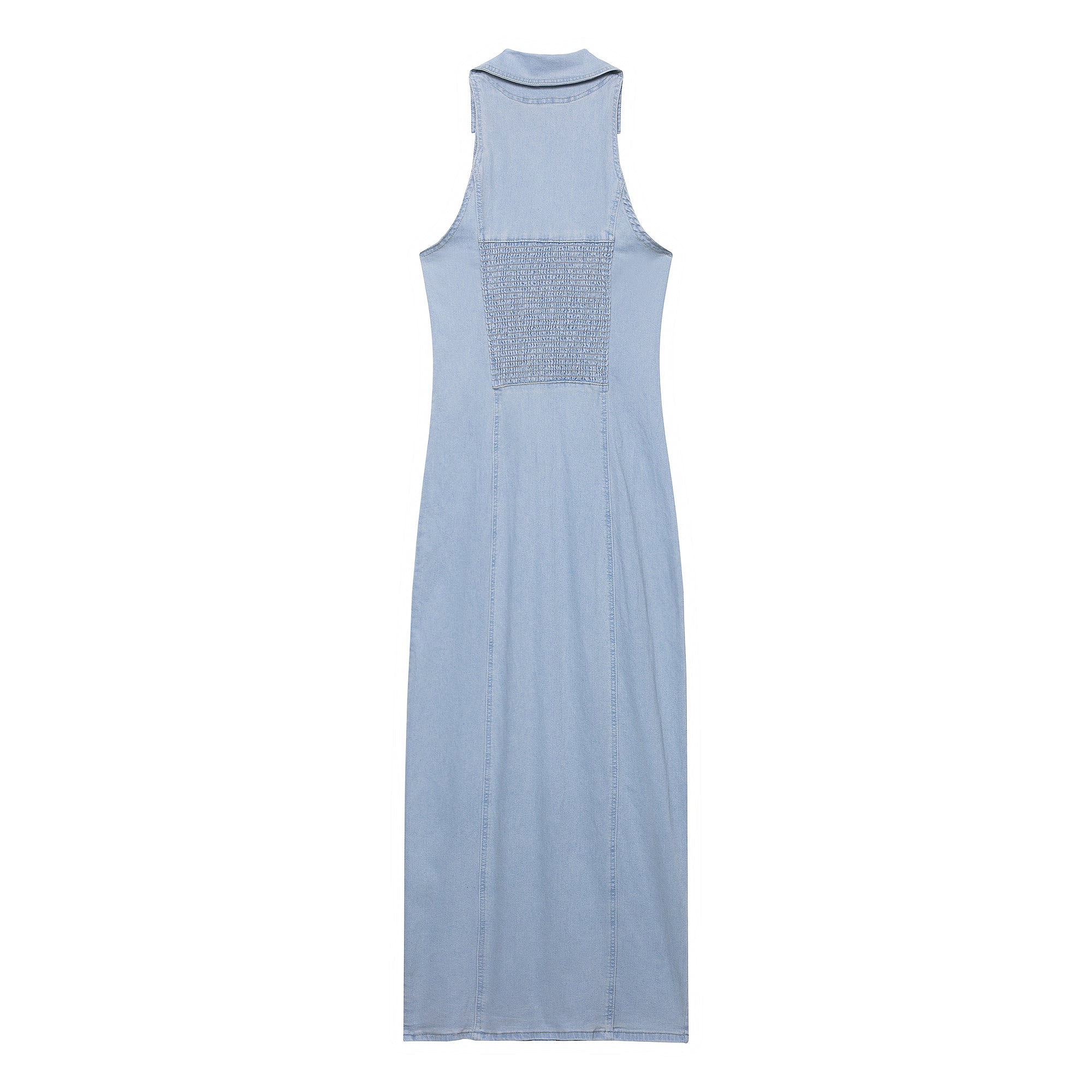 Women Clothing Early Spring Light Blue Sexy Button Denim Long Dress by Ragazza