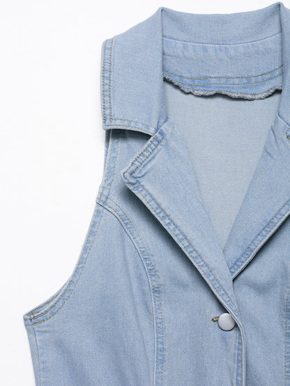 Women Clothing Early Spring Light Blue Sexy Button Denim Long Dress by Ragazza