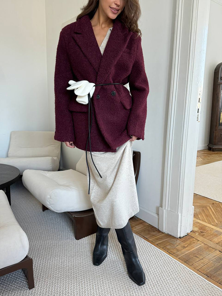 Fall Winter Scissors Collar Soft Woolen Long Elegant All Match Loose Maxi Dress by Ragazza