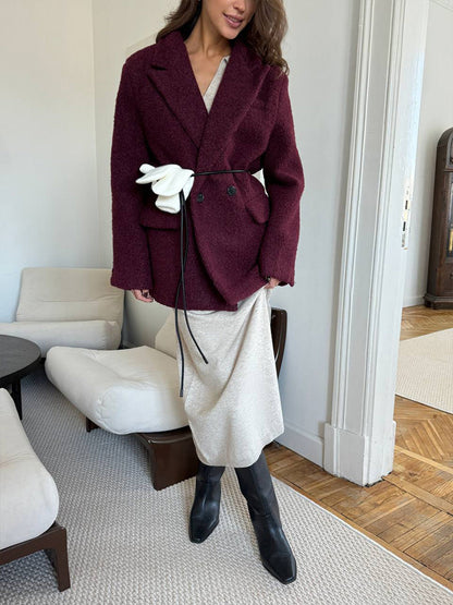 Fall Winter Scissors Collar Soft Woolen Long Elegant All Match Loose Maxi Dress by Ragazza
