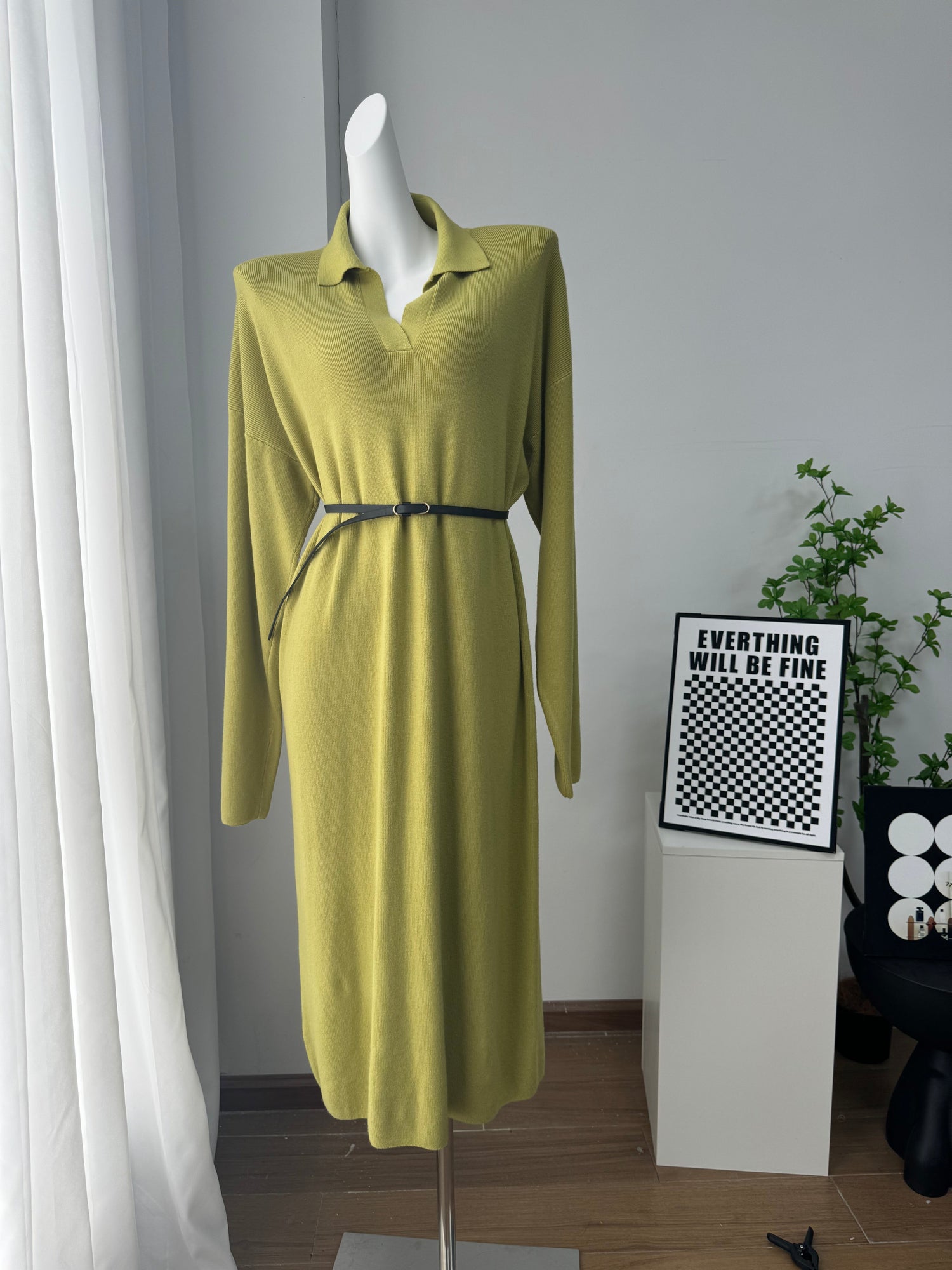 Fall Winter Scissors Collar Soft Woolen Long Elegant All Match Loose Maxi Dress by Ragazza