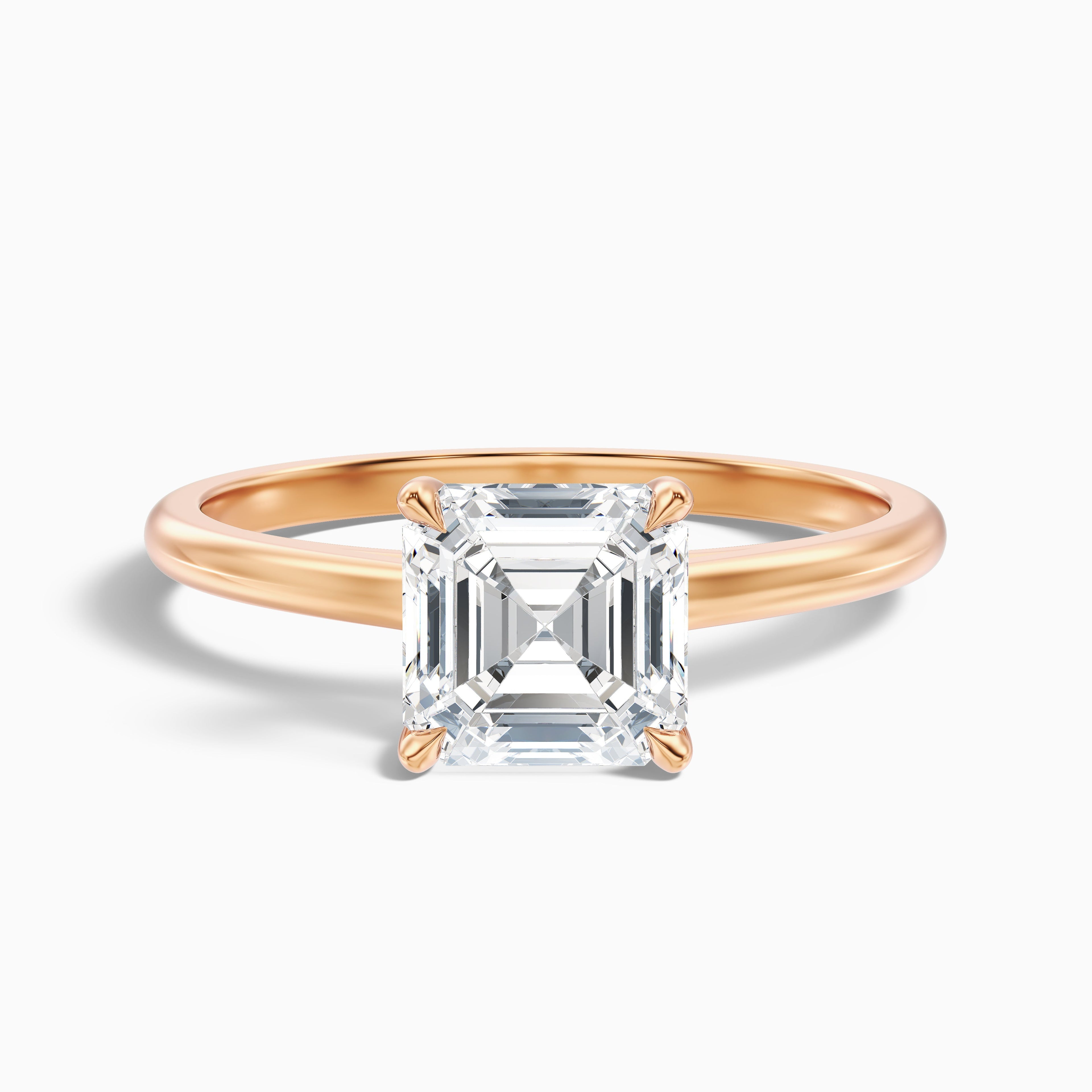 Kylie 3 Carat Asscher Cut Hidden Halo Moissanite Engagement Ring in 18k Yellow Gold