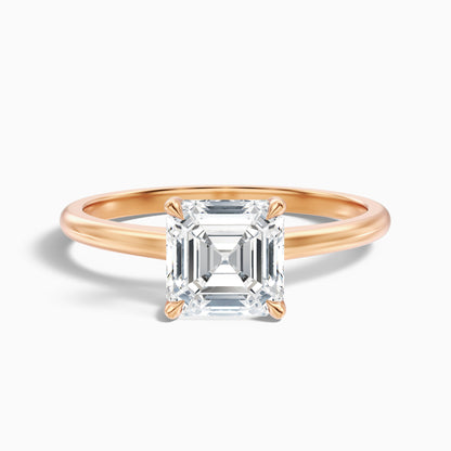 Kylie 3 Carat Asscher Cut Hidden Halo Moissanite Engagement Ring in 18k Yellow Gold