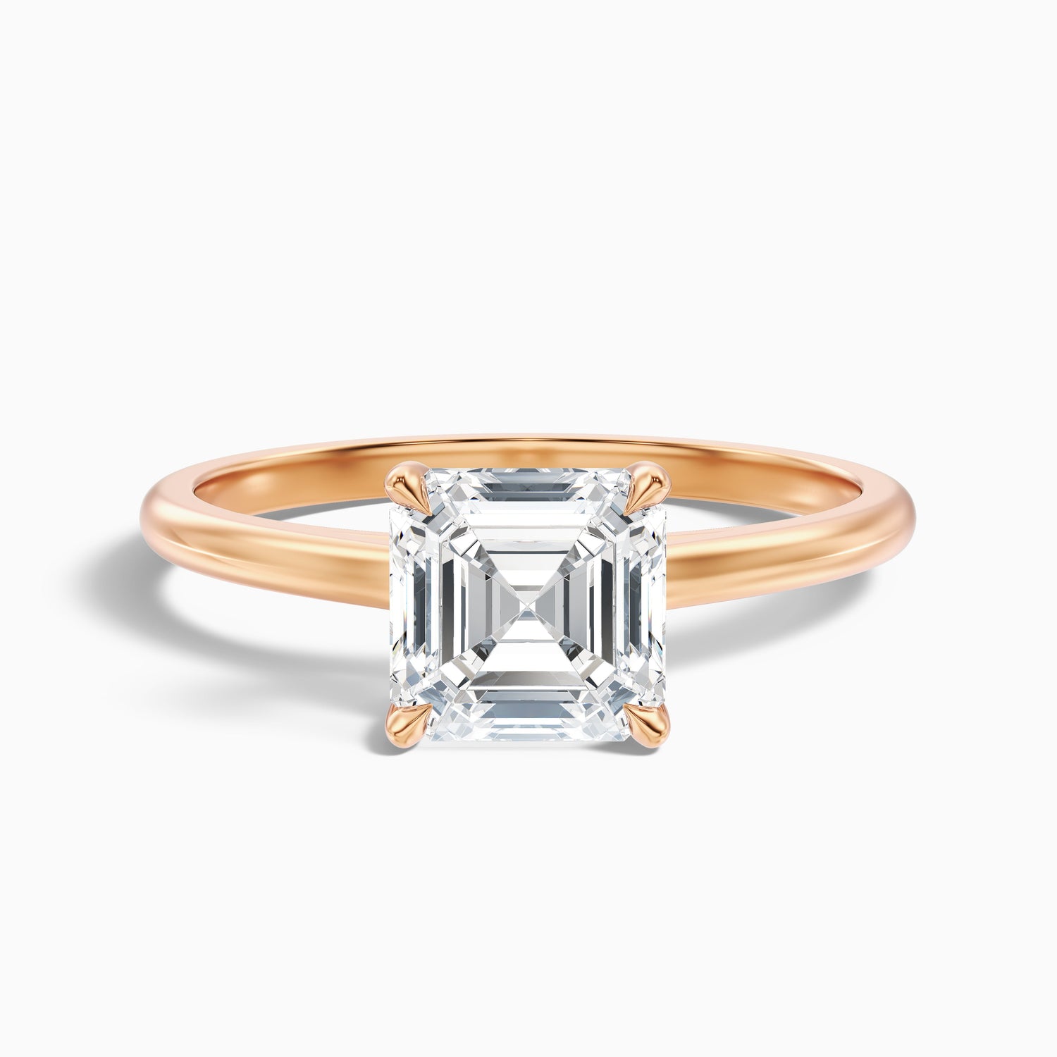 Kylie 3.5 Carat Asscher Cut Hidden Halo Moissanite Engagement Ring in 18k Yellow Gold