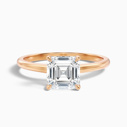 Kaylie 1 Carat Asscher Cut Hidden Halo Lab Grown Diamond Ring in 925 Sterling Silver