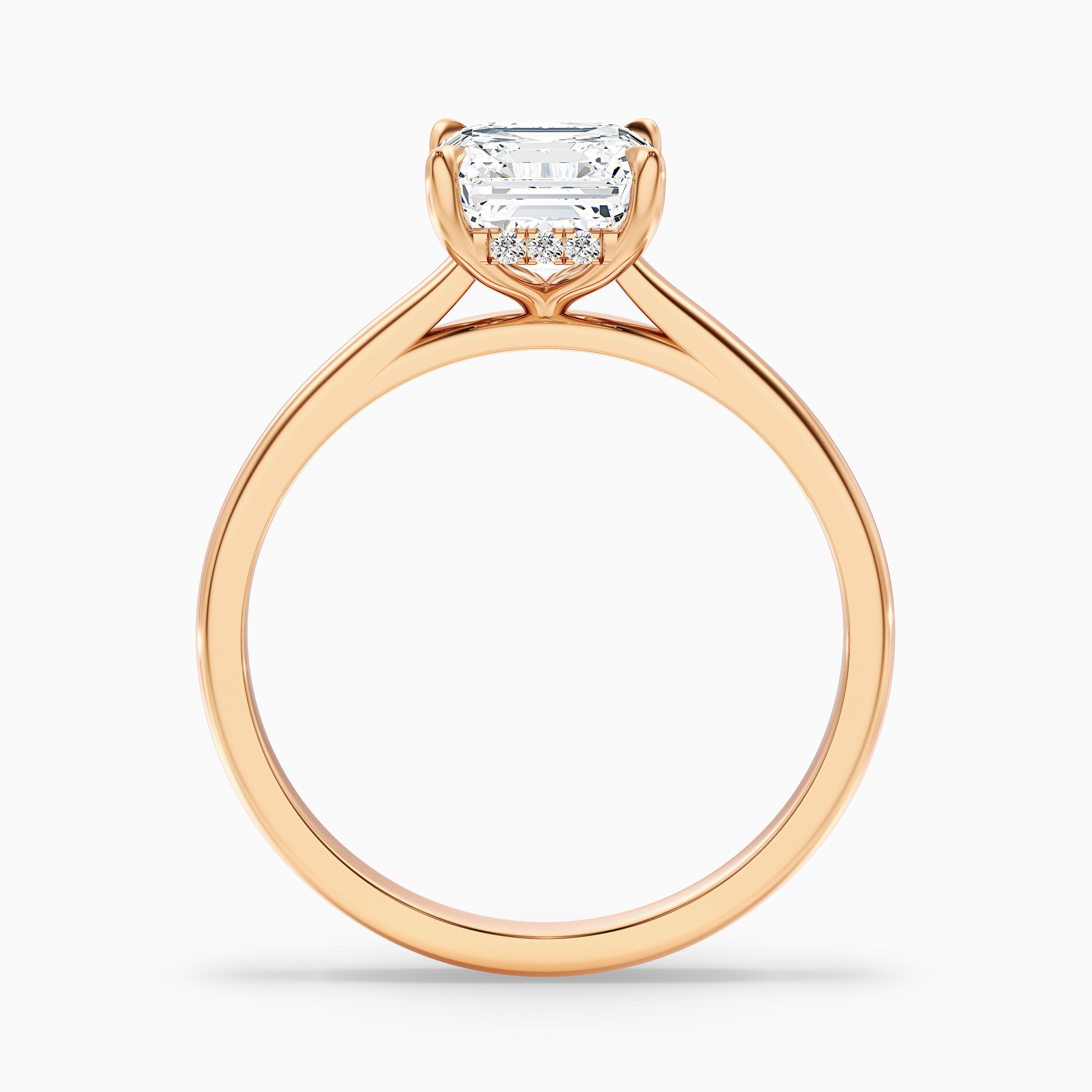 Kylie 2.5 Carat Asscher Cut Hidden Halo Moissanite Engagement Ring in 18k Yellow Gold