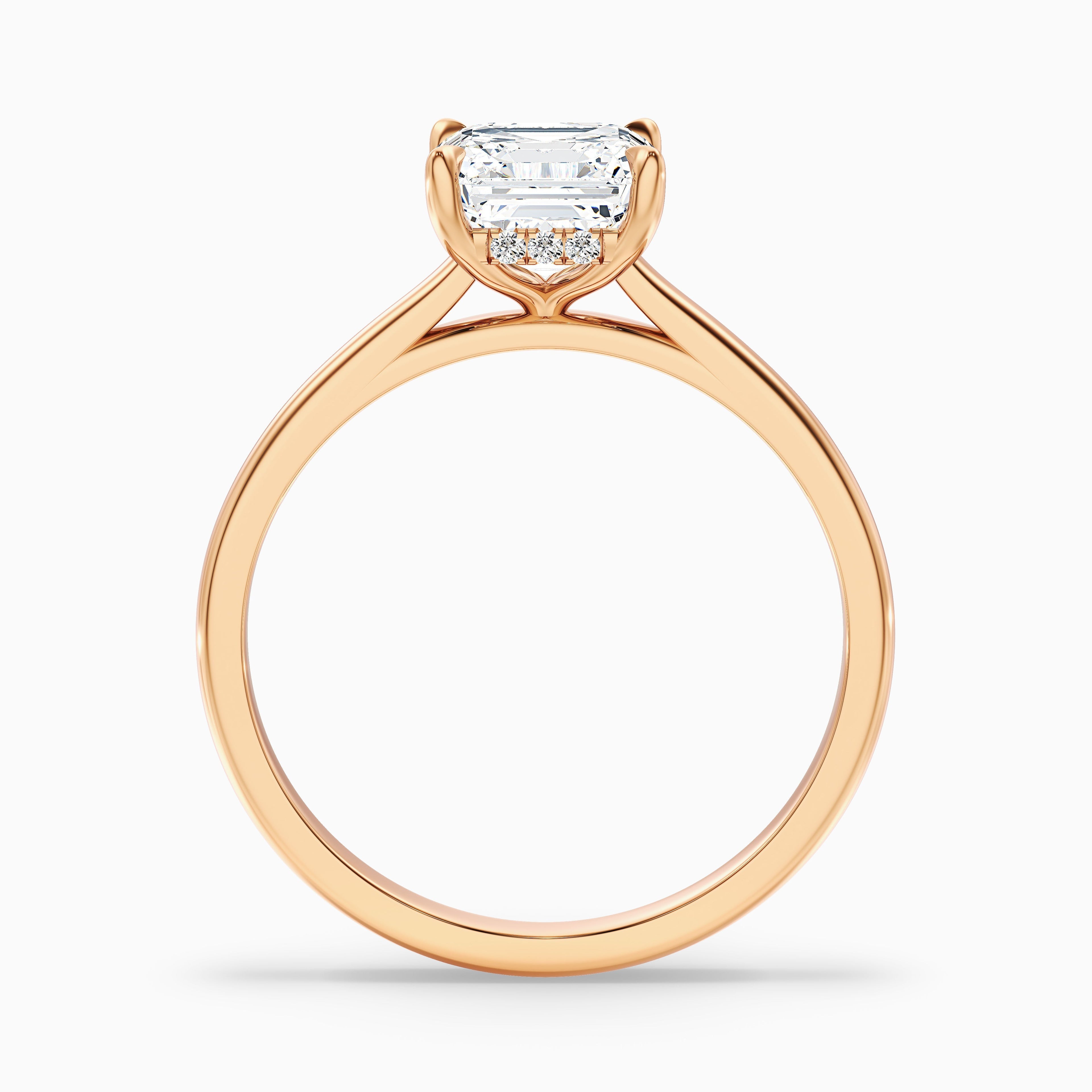 Kylie 5.5 Carat Asscher Cut Hidden Halo Moissanite Engagement Ring in 925 Sterling Silver