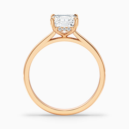 Kylie 3 Carat Asscher Cut Hidden Halo Moissanite Engagement Ring in 14k Yellow Gold