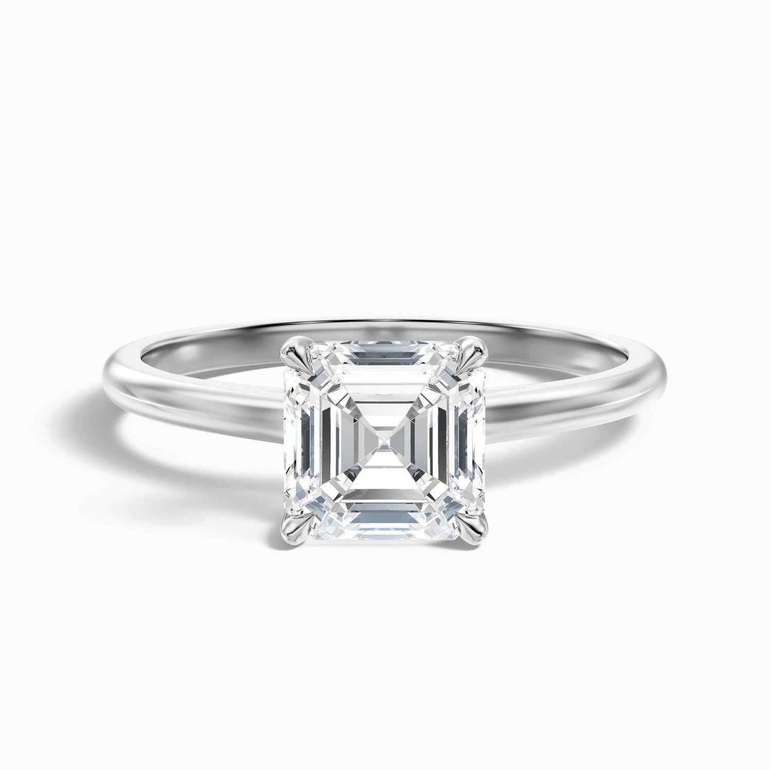 Kylie 5 Carat Asscher Cut Hidden Halo Moissanite Engagement Ring in 10k Yellow Gold
