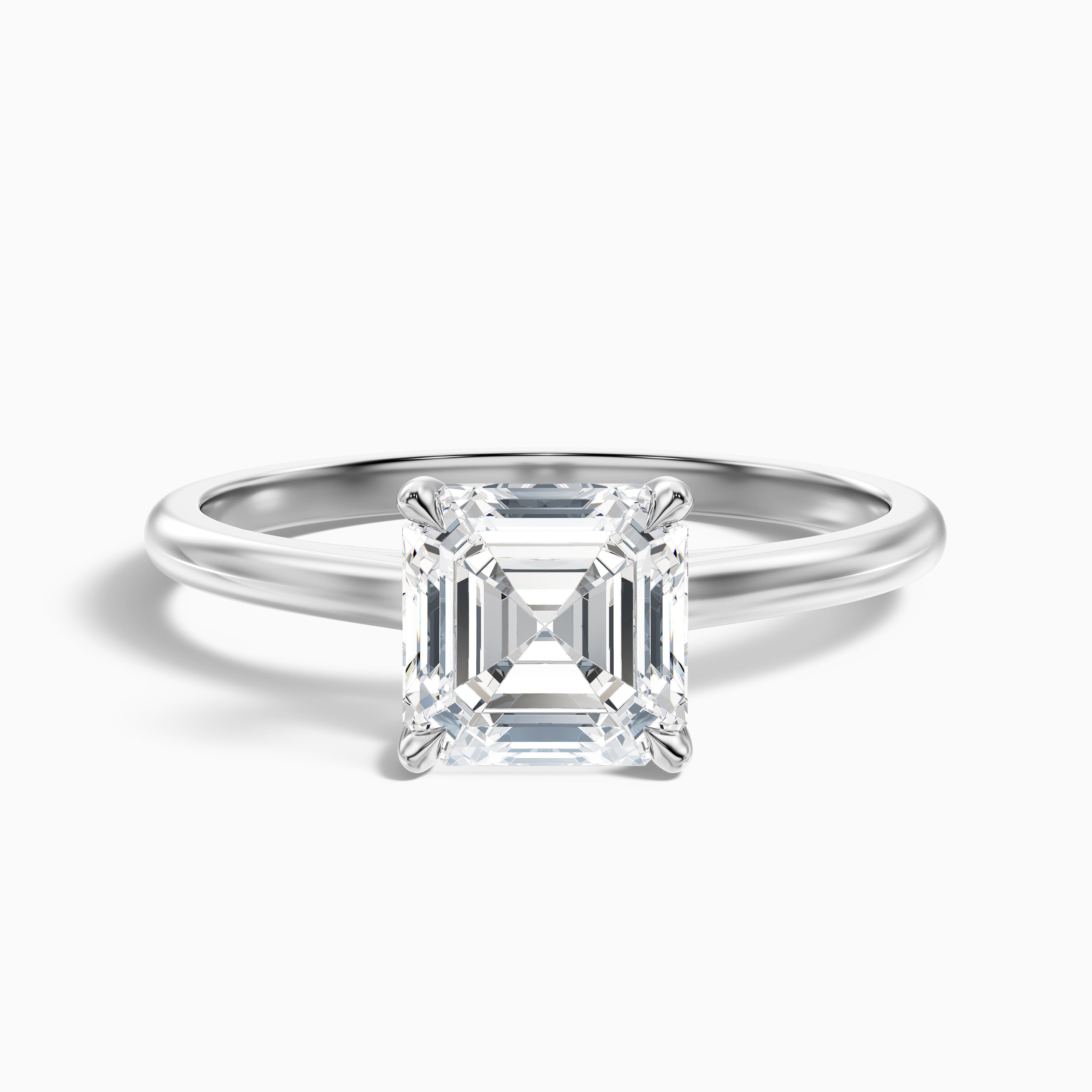 Kylie 5 Carat Asscher Cut Hidden Halo Moissanite Engagement Ring in 10k Yellow Gold