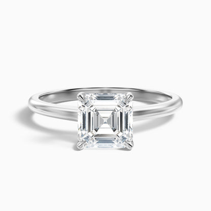 Kaylie 2.5 Carat Asscher Cut Hidden Halo Lab Grown Diamond Ring in 925 Sterling Silver