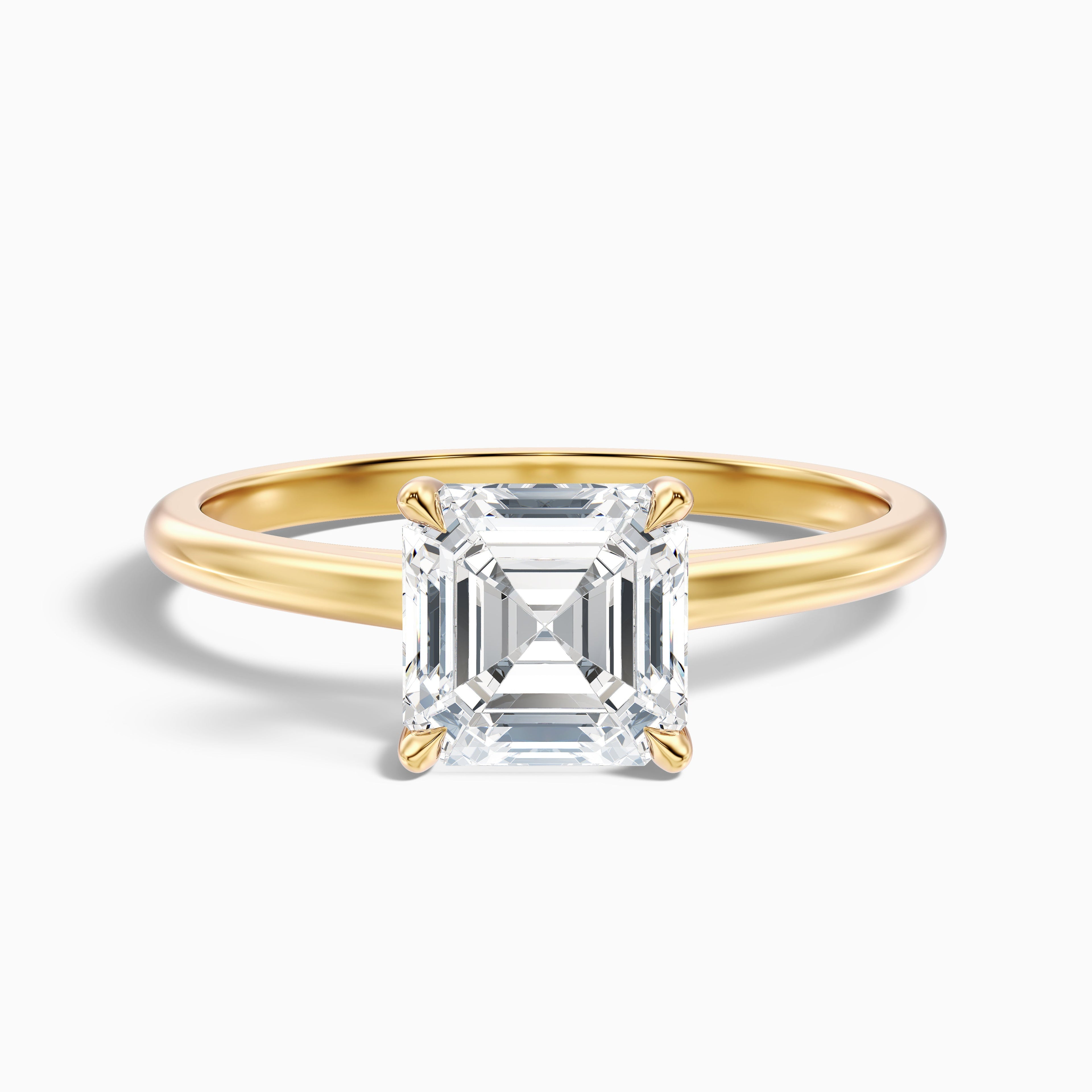 Kylie 1.5 Carat Asscher Cut Hidden Halo Moissanite Engagement Ring in 14k White Gold