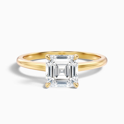 Kaylie 4.5 Carat Asscher Cut Hidden Halo Lab Grown Diamond Ring in 18k Rose Gold  DestGlow