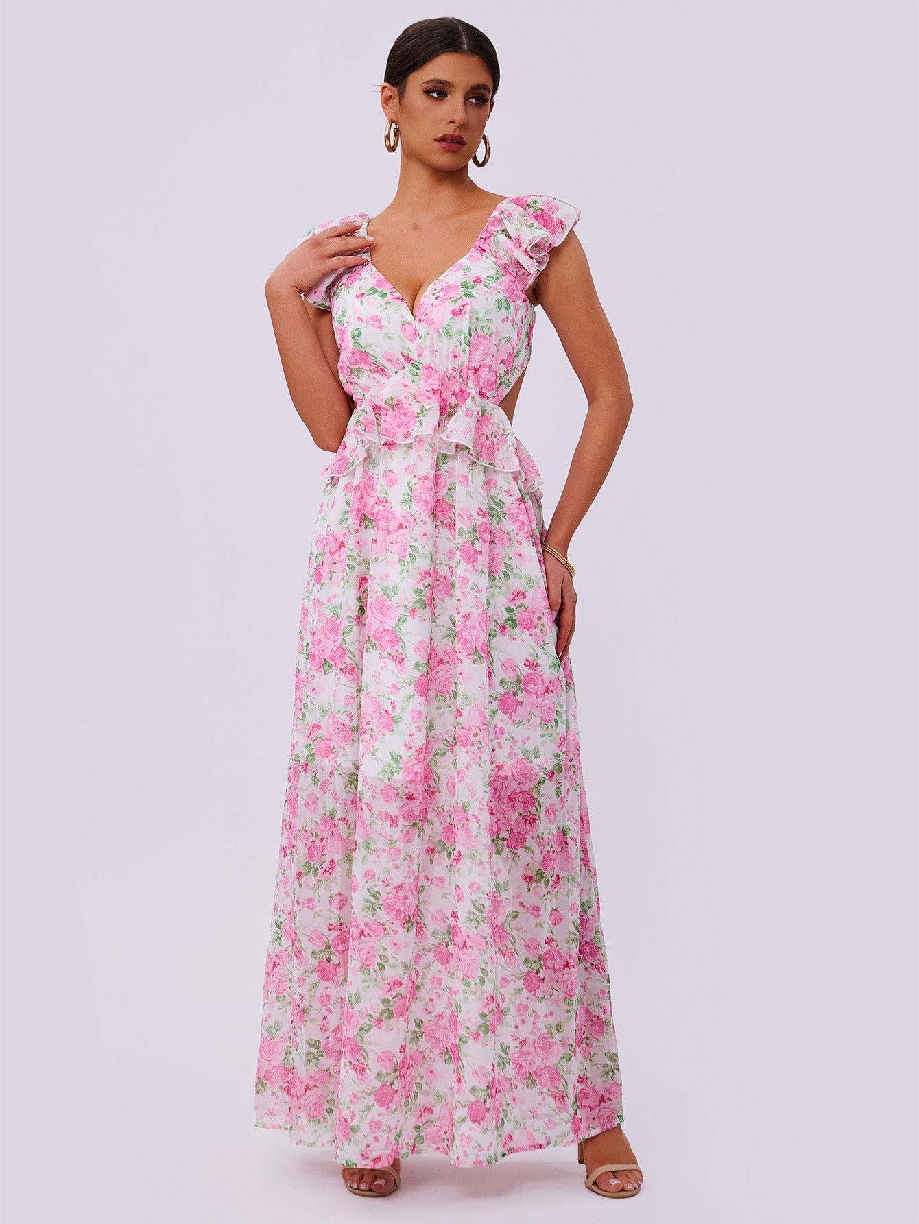 Summer Elegance Women Floral Printed Hem Long Women Clothing by Ragazza
