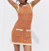 Women Clothing Summer round Neck Pocket Decorative Texture Knitted Mini Dress Women Dress by Ragazza