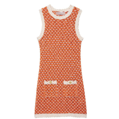 Women Clothing Summer round Neck Pocket Decorative Texture Knitted Mini Dress Women Dress by Ragazza