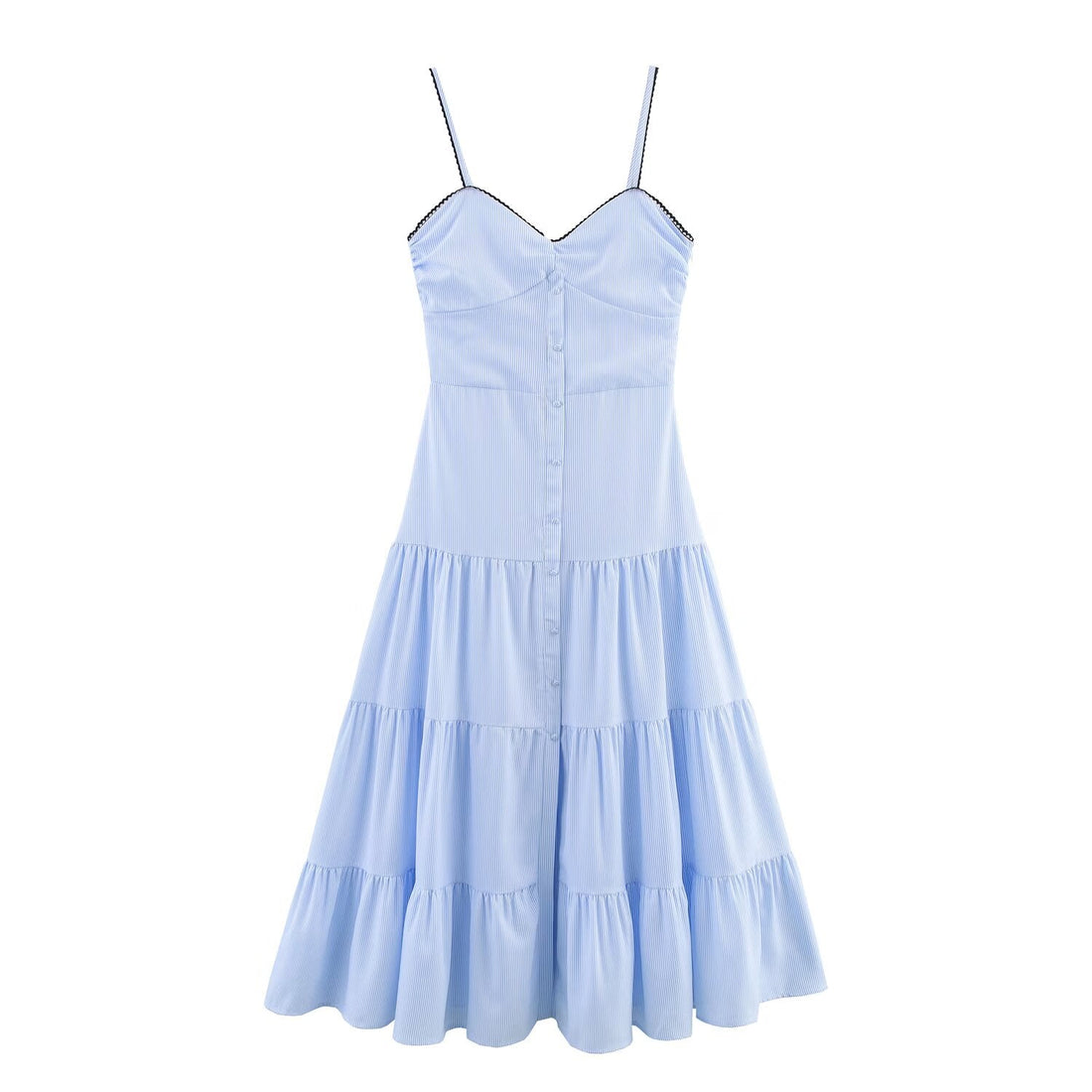 Women Summer Sexy Slim Fit Backless Striped Sling Midi Dress by Ragazza