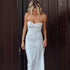 Women lothing Summer Sexy Wrapped Chest Slim Side Slit Long Solid Color Dress by Ragazza