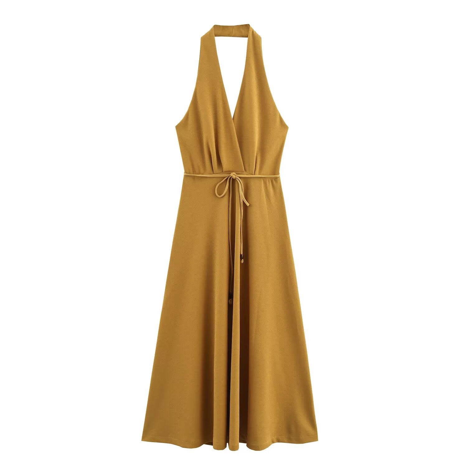 Women Clothing at Series Belt Hanging Collar Backless Dress by Ragazza
