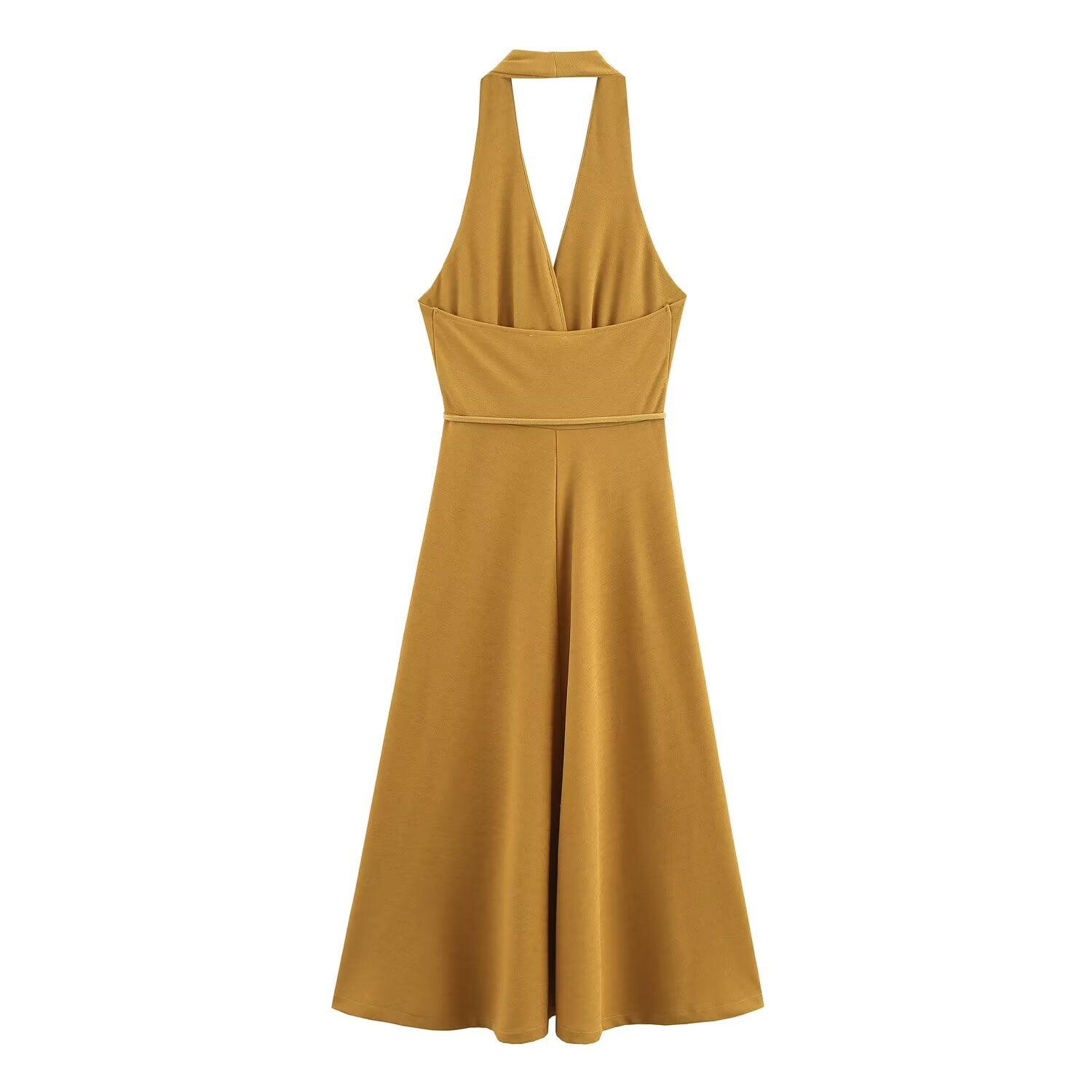 Women Clothing at Series Belt Hanging Collar Backless Dress by Ragazza