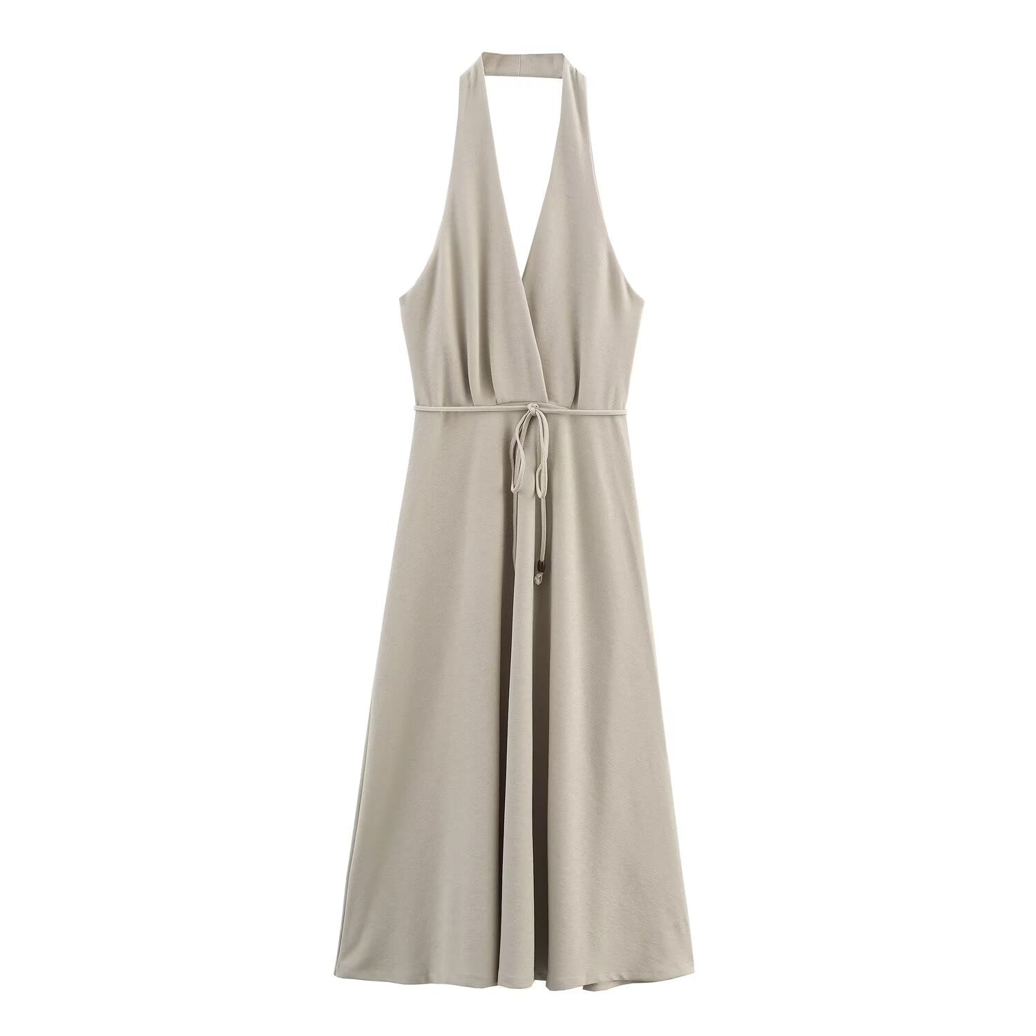 Women Clothing at Series Belt Hanging Collar Backless Dress by Ragazza