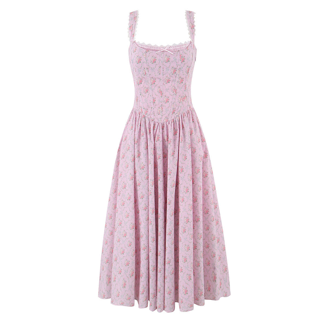 Elegant Floral Lace Lace Sling Dress Dress Summer Cinched Waist Slim Fit Midi Dress Women by Ragazza
