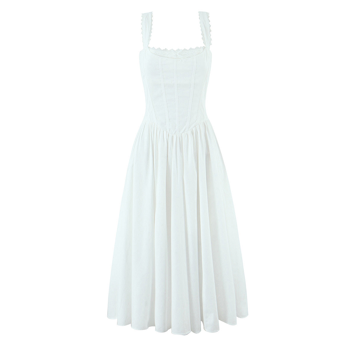 Elegant Floral Lace Lace Sling Dress Dress Summer Cinched Waist Slim Fit Midi Dress Women by Ragazza
