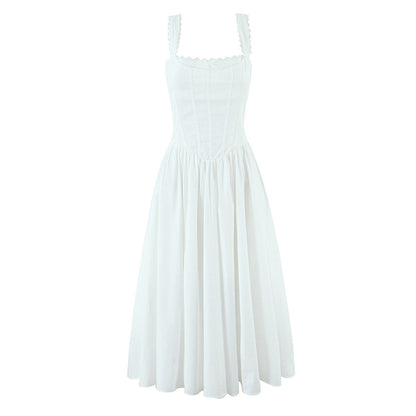 Elegant Floral Lace Lace Sling Dress Dress Summer Cinched Waist Slim Fit Midi Dress Women by Ragazza