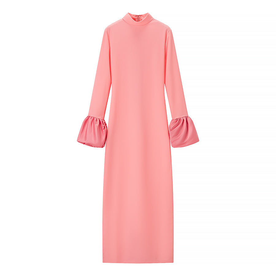 Sexy Half High Collar Patchwork Sleeve Floor Length Dress by Ragazza